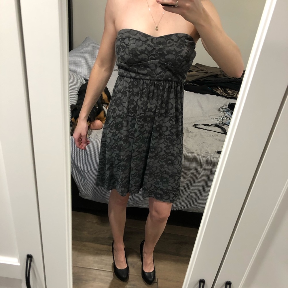 Grey Strapless Mini Dress